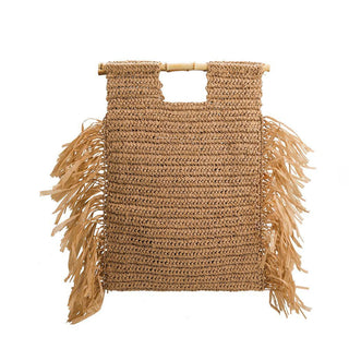 Melie Bianco Casey Large Straw Bamboo Tote Bag