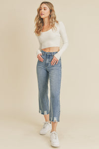 Penelope Split Hem Straight Jeans