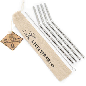 Commons Curved Reusable Metal Straw Set