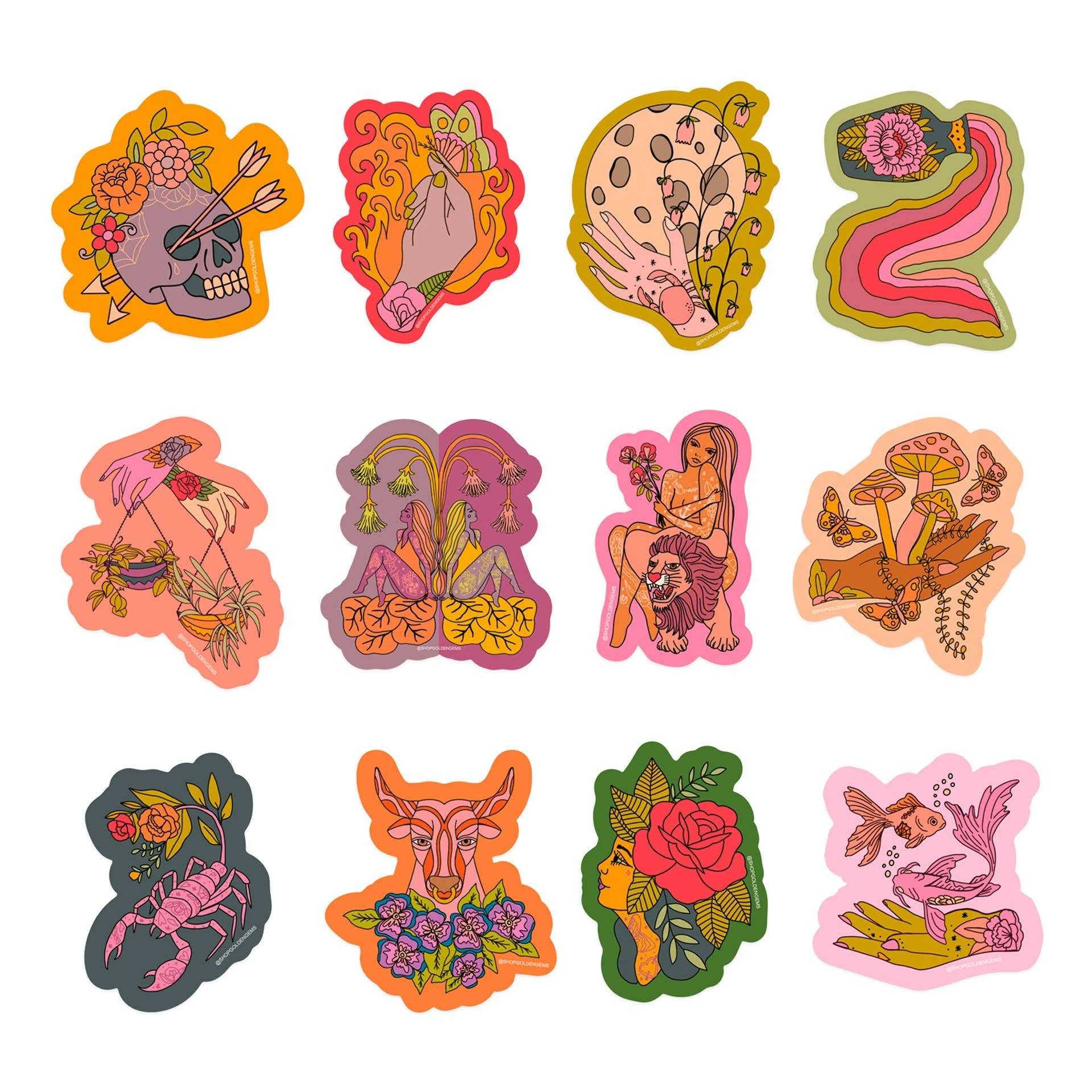 Golden Gems Zodiac Sticker Collection