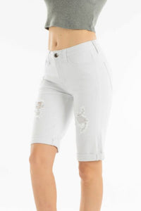 KanCan White Distressed Bermuda Shorts