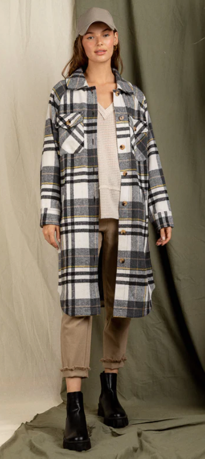 Bowen Plaid Long Shacket