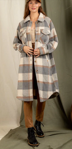 Bowen Plaid Long Shacket