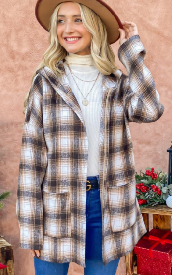 Gracie Plaid Coat with Hood