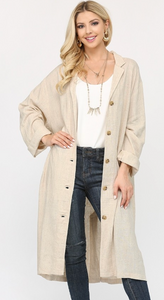 Alice Linen Long Sleeve Button Down Jacket with Side Pockets