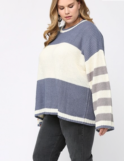 Irene Long Sleeved Striped Pullover Sweater