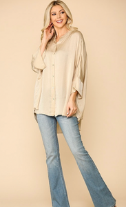 Jill Satin Button Down Loose Fit