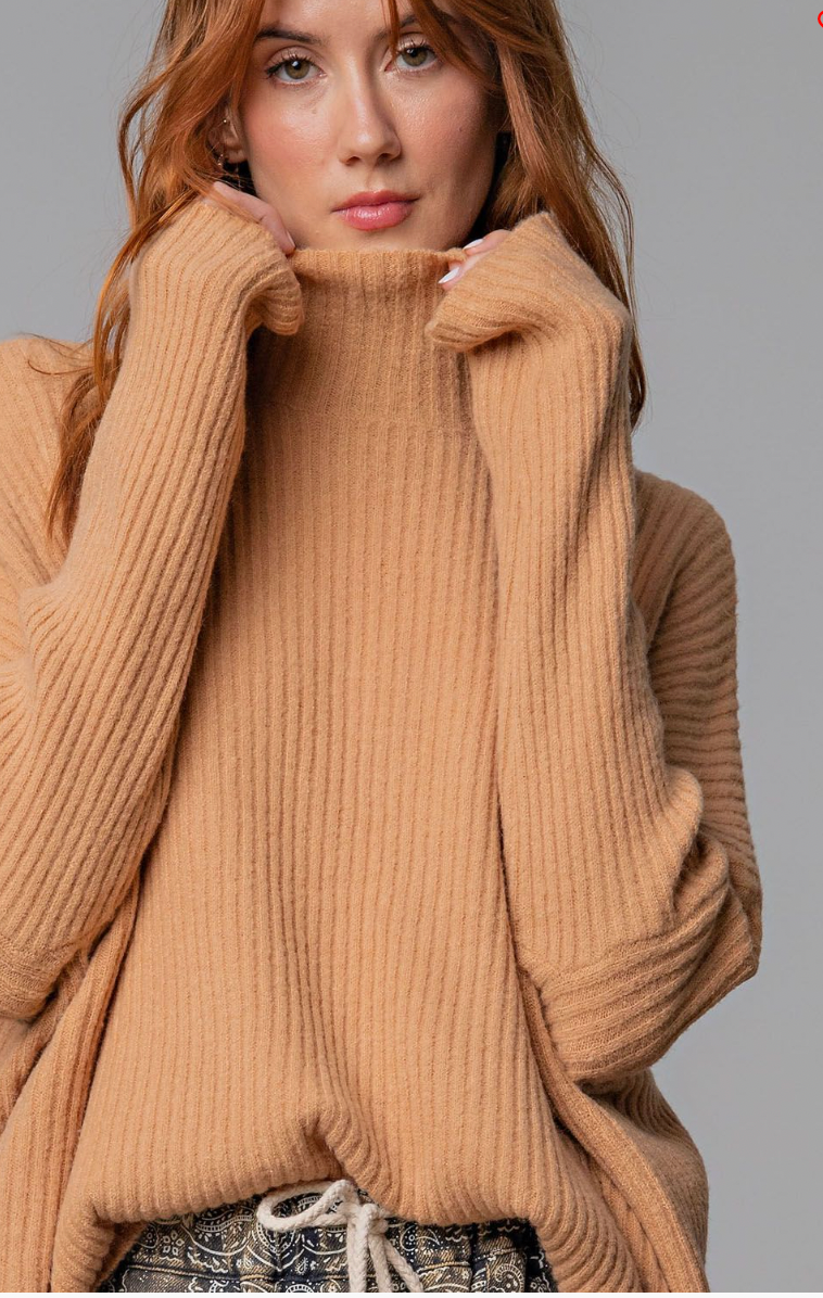 Easel Janelle Mock Neck Sweater