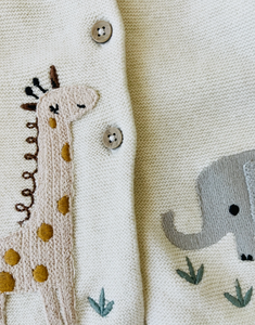 Viverano Embroidered Animal Safari Sweater Knit Cardigan