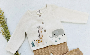 Viverano Embroidered Animal Safari Sweater Knit Cardigan