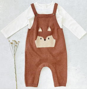 Viverano Embroidered Fox Sweater Knit Coverall and Bodysuit