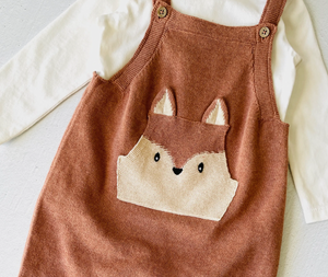 Viverano Embroidered Fox Sweater Knit Coverall and Bodysuit