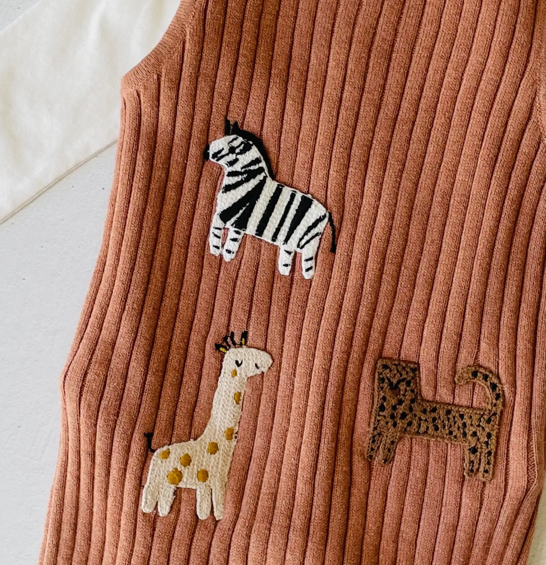 Viverano Embroidered Mix Animals Sweater Knit Snap Overall and Bodysuit