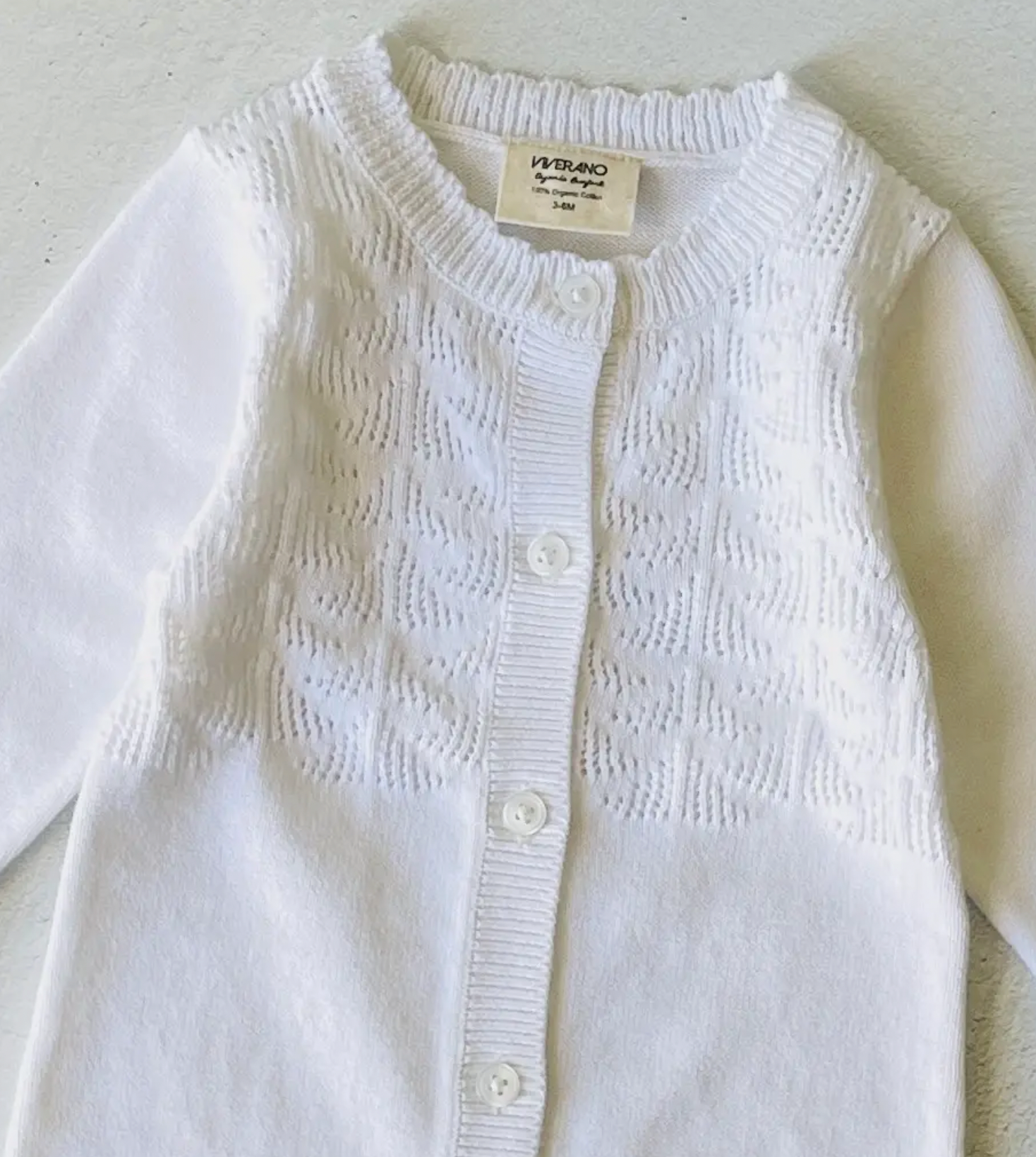 Viverano Milan White Pointelle and Button Knit Jumpsuit