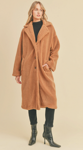 Cynthia Single Breasted Fleece Fur Coat