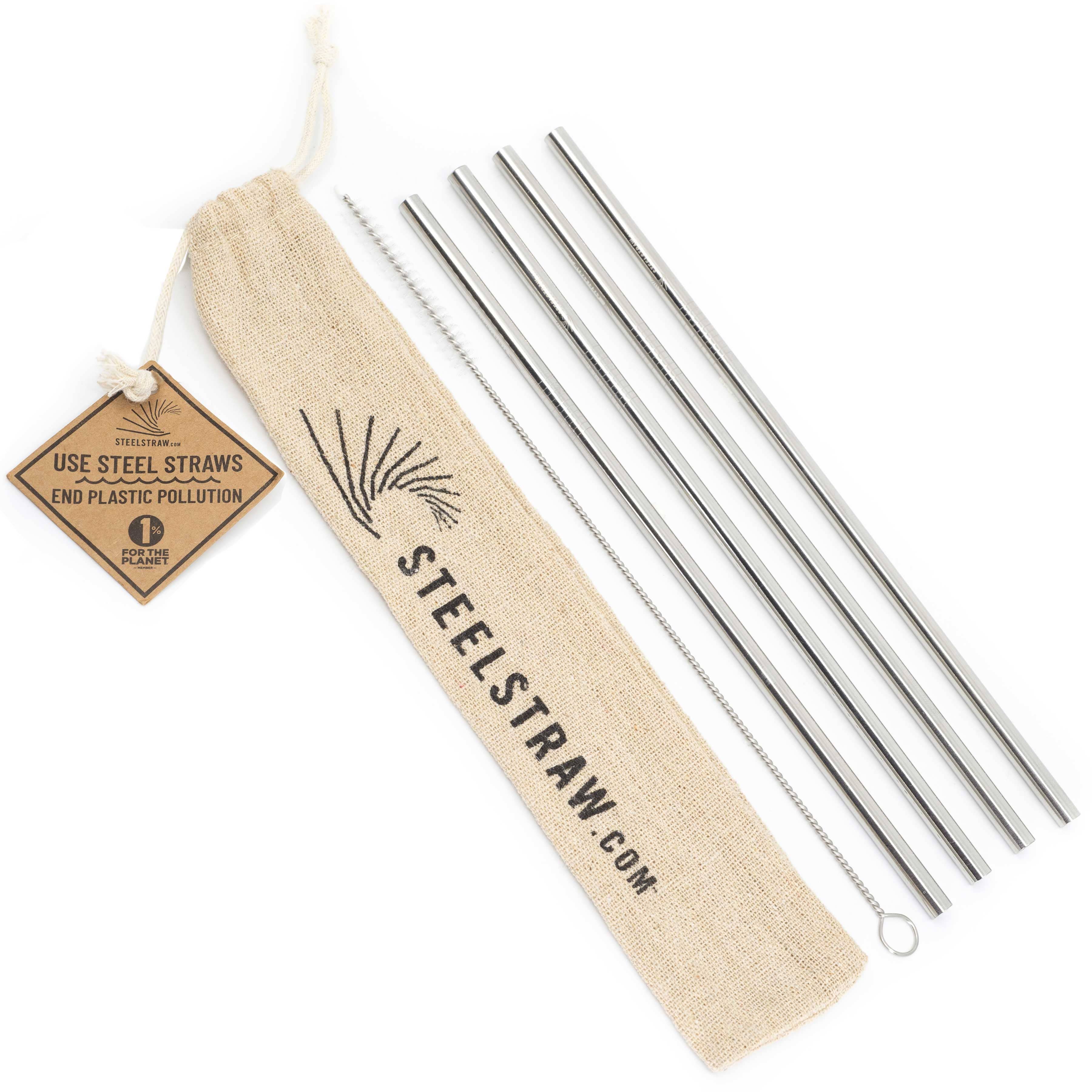 Commons Reusable Metal Straight Straw Set (4)