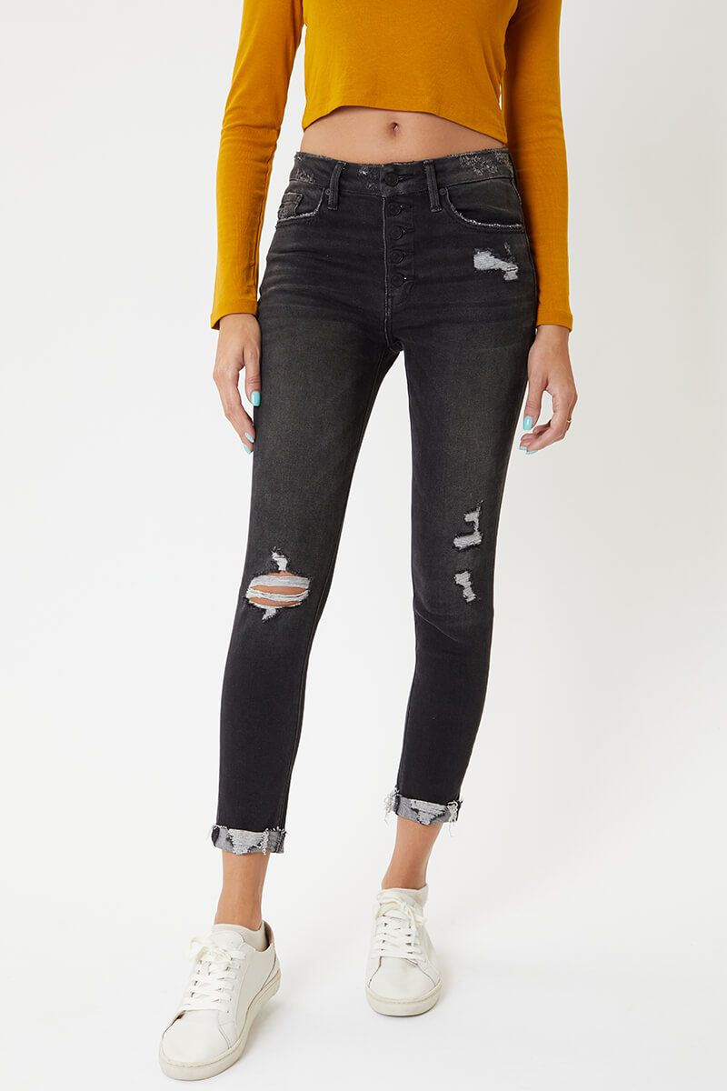 KanCan Cassidy Black High Rise Ankle Skinny Jeans