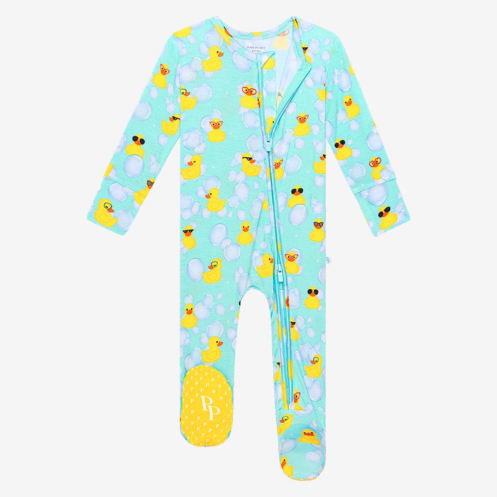 Posh Peanut Ducky Footie Zippered Onesie