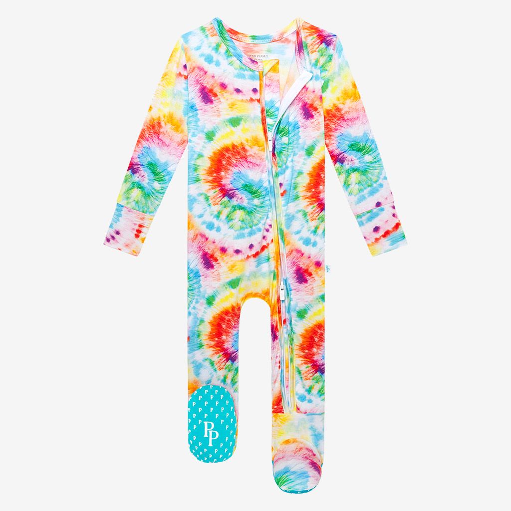 Posh Peanut Totally Tie Dye Footie Zippered One Piece