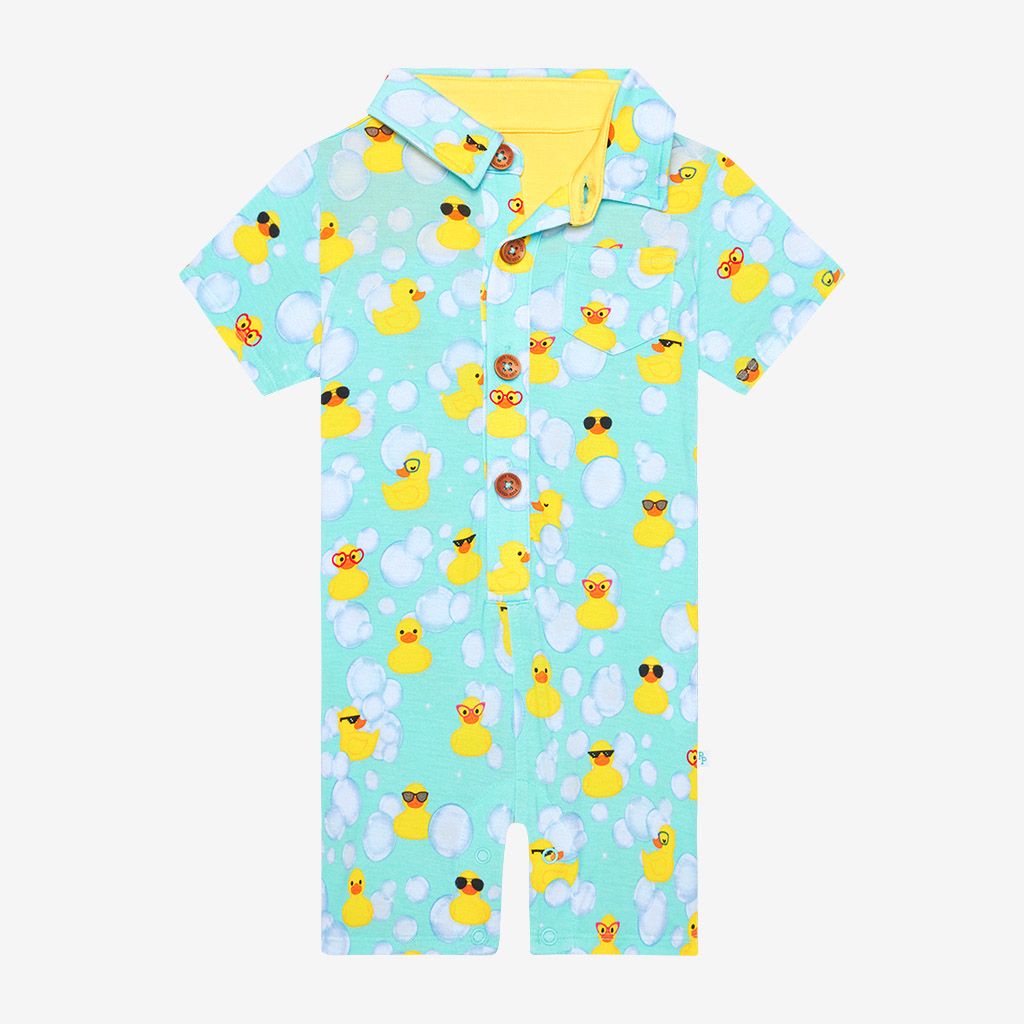 Posh Peanut Baby Ducky Collared Henley Romper